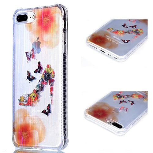iPhone 7/7S Plus Case, HZSSEC Pattern design Silicone Case, Soft TPU Gel Rubber Skin Clear Silicone Back Cover for iPhone 7/7S Plus, High Heels