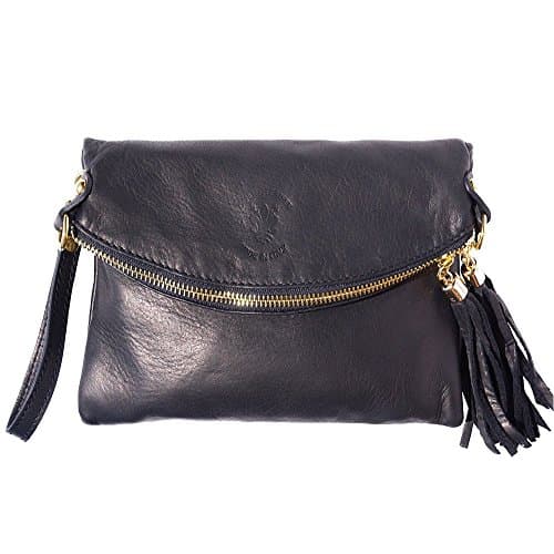 soft cow leather folded clutch 9602 (Black)