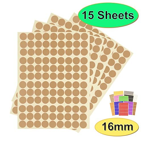 1,620 x Gold Sticky Dots - 16mm - Round Colour Coding Dot Stickers - 15 Sheets