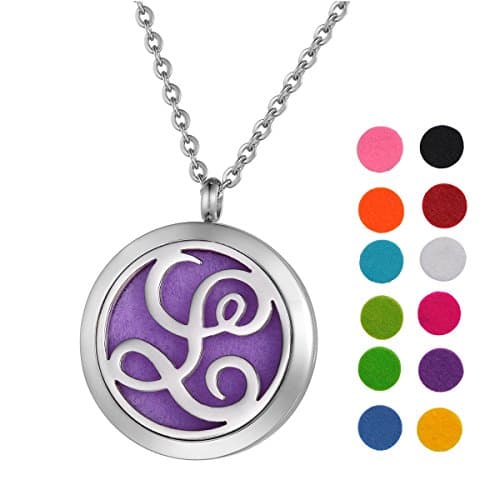 Aromatherapy Essential Oil Diffuser Necklace Sliver Tone Monogram Letter L Locket Pendant