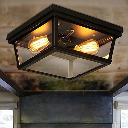 Creative Restaurant Retro Iron Edison Bulb Table Lamp LED Energy Saving Bulbs Staircase Light 2 lamps E27 40 W Flush Mount LED Ceiling Light (L36 * W36 * H 15 cm