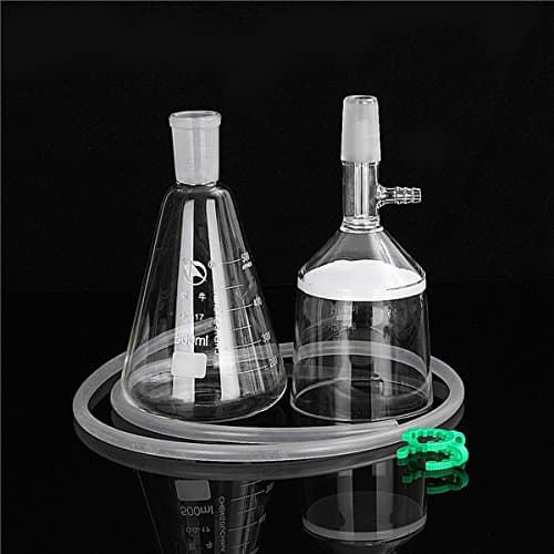 Tourwin Lab Filter Buchner Set,500ml/17oz 24/40 Joint Suction Filtration Equipment Buchner Funnel Conical Flask