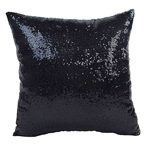 Moonuy Cafe Home Decor Cushion Covers ,Solid Color Glitter Sequins Throw Pillow Case (Black)