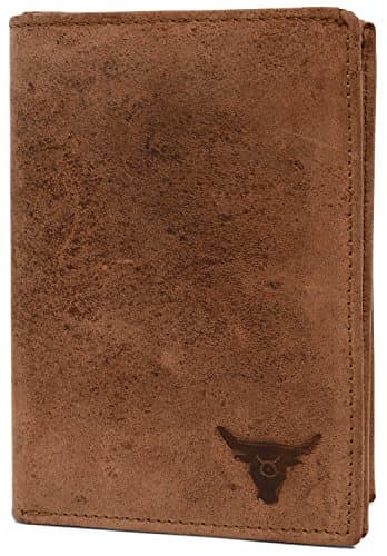 KRYPT 'Taylor the Tall' RFID-blocking genuine buffalo leather wallet in vintage style - RusticBrown