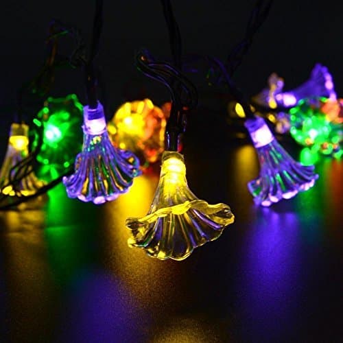 Solar Morning Glory Flower, EONANT Solar Flower String 15.7ft/4.8m 20 LED Flower String Lights Waterproof for Home Indoor Garden Lawn Patio Trees Weddings (Multicolor)