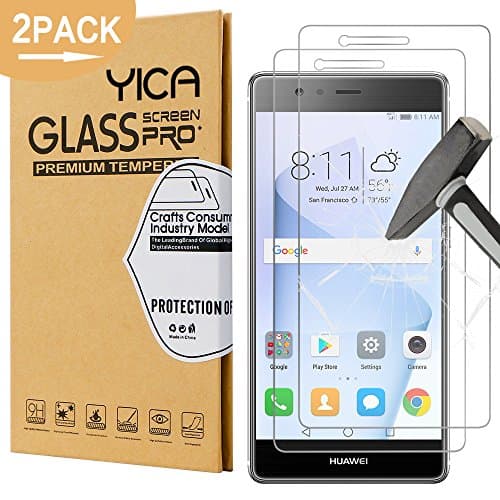 2 Pack Huawei P9 Lite Screen Protector,Yica Tempered Glass Screen Protector 0.25mm 9H Hardness Anti-Scratch HD Clear Screen Protector for Huawei P9 Lite