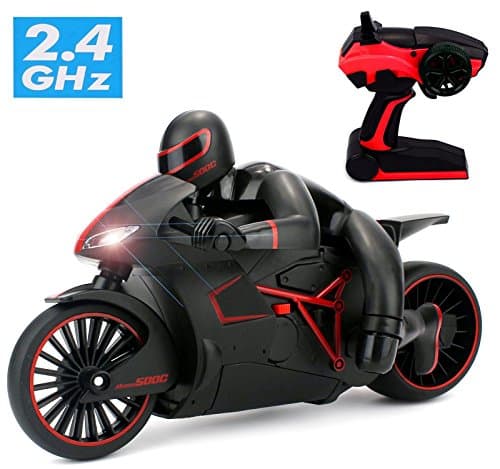CR 4CH 2.4GHz RC Motorcycle Full-Scale Electric Remote Control Off Road Motorbike Buggy Cars with LED Headlights (Red)