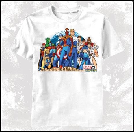 Marvel vs Capcom Group Stance Mens T-Shirt White (S)