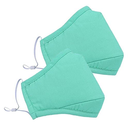 Lucky Will 2 Pcs Resuable Cotton Earloop Anti Dust Mouth Face Cover Mask Filter Ski Mask Winter Mask for Women Men light green