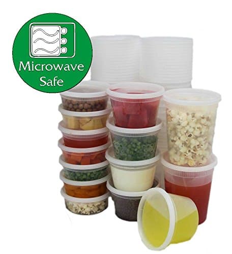 Pack of 8 Plastic Round Leak Proof Container, Microwave &amp; Freezer Safe with Sturdy Well Fitted Lid. (12oz - 350ml)