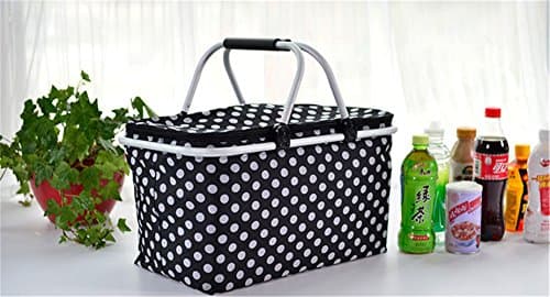 Gabrielley Waterproof Durable Wave Point Lunch Bag Storage Package-Black Dot
