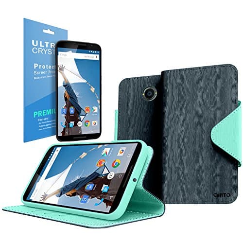 Nexus 6 Case, Cellto Thin TPU [0.33 mm] [Precision Fit] Soft Flex [Anti Slip] Silicone Cover for Google Nexus 6 - Navy/Mint