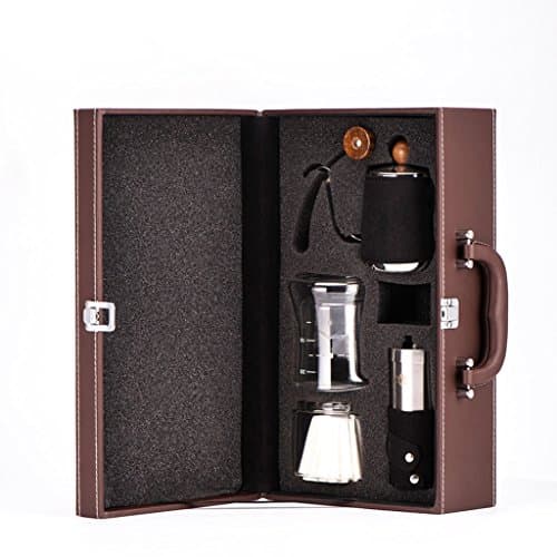 LJ Hand Punch Pot Coffee Pot Set Drop Filter Cups Fine Mouth Pot Grind Machine Gift Box ( Color : Black )