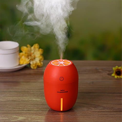 180ML Mini Cool Mist Night Light Humidifier Voltage: 2V Power: 2W Ultrasonic Essential Oil Diffuser, Applies to: Bedroom Car Bedside Office , orange