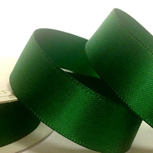 Three Kings 15 mm x 7 m Double Sided Satin Ribbon Roll, Holiday Green