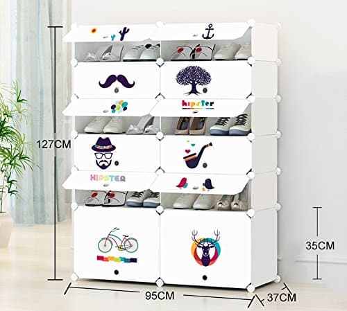 Global-DIY Combination Of Large-capacity Multi-layer Resin Plastic Shoes Storage Rack,Simple And Modern Multifunction Shoe Cabinet,Dust-proof Small Shoe Rack ( Size : 95*37*127CM )