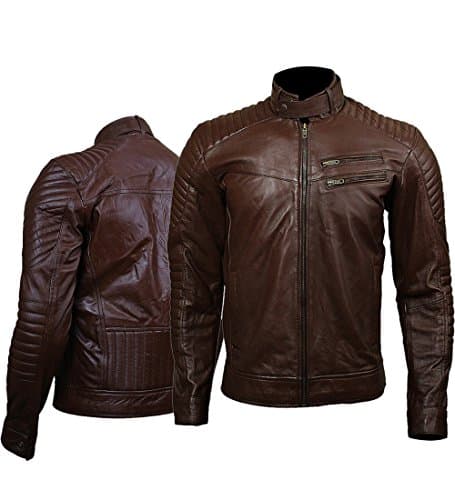 Mens Double Zipper Pocket Bomber Brown Jacket