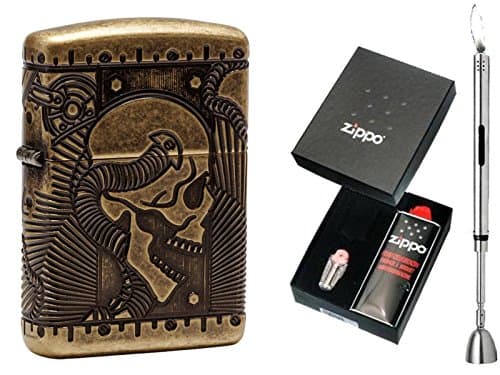 Choice 2017 Zippo Steampunk Skull Available + R S Lighter Chrome Antique &amp; Gift Set