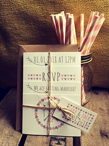 Photo Set Wedding Invitations - Rustic Wedding Invites with Matching Envelopes - Rustic Wedding Invitation Set - Personalised Rustic Wedding Invitations. Save The Date Cards are Available for this Set (25)