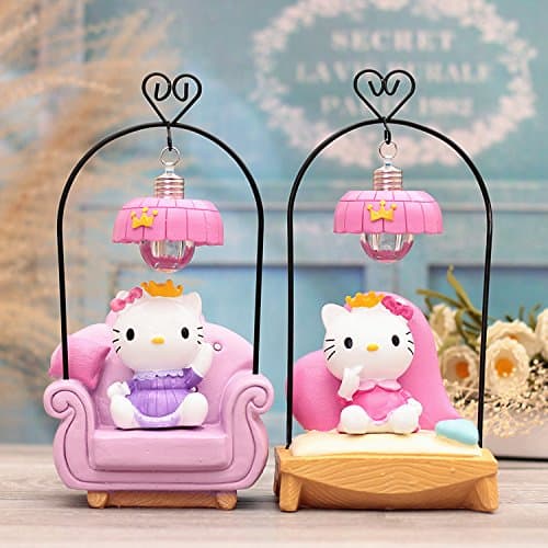 1pc Pink Hello Kitty Night Light Iron Hanging lamp LED Small Table lamp Student Gifts