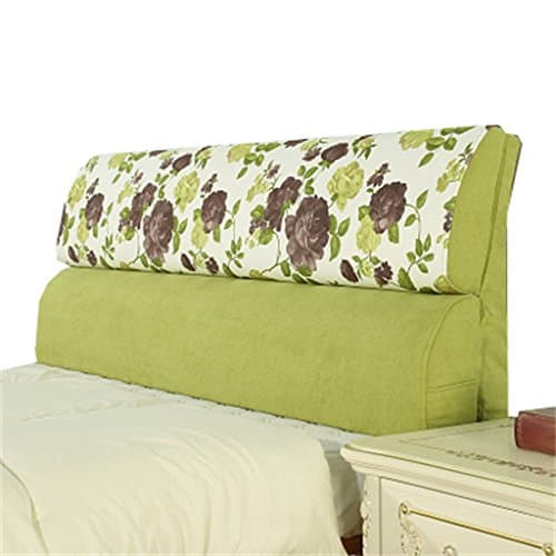 Bed Large Cushions Removable And Washable Double Bed Back Pillow Lumbar Support Bedside Backrest,Green floral ( Size : 203*55cm )