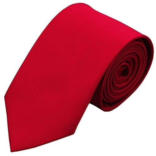 CAOFENVOO Men's Tie Jacquard Woven Silk Formal Solid Necktie Red