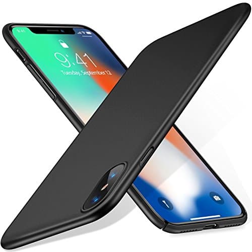 iPhone X Case, Ubittek Snug-Fit Slender [Matte Black] Extreme Lightweight & Thin Superior Coating PC Hard Skin Cover for iPhone X