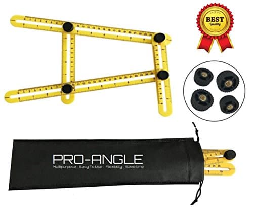 Angleizer Template Tool Multi-Angle Four-Sided Precision Measuring Ruler | Four-Side Folding Mechanism Angle-izer Measures All Angles and Forms | Yellow &amp; Black Durable Plastic | Upgraded Metal Screw Treads | Professional &amp; DIY Instrument for Craftsmen Engineers Builders Handymen Tilers Joiners Carpenters | FREE CARRY BAG WORTH £2.99 INCLUDED