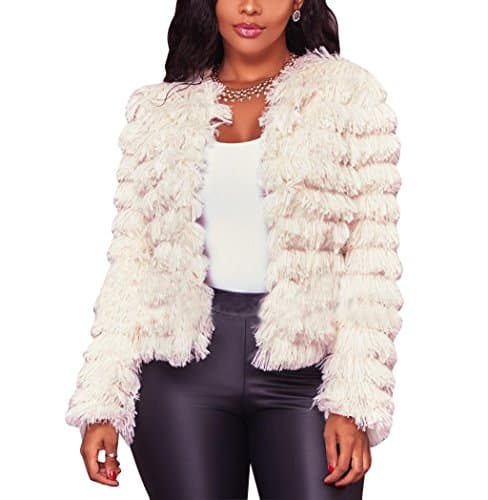 Coat Jacket Outwear Cardigan Solid Color Collarfree Fluffy Cake Layer Short Coat Autumn Winter OverCoat , white , l