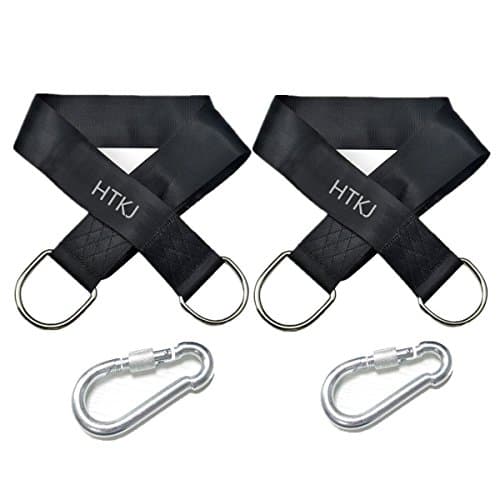 2 Pieces HTKJ Swing Accessories Hanging Strap Tree Band Fitting Kits + Carabiner for Swing Hammock Hanging Set 160cm x 5cm; Max 600Kg