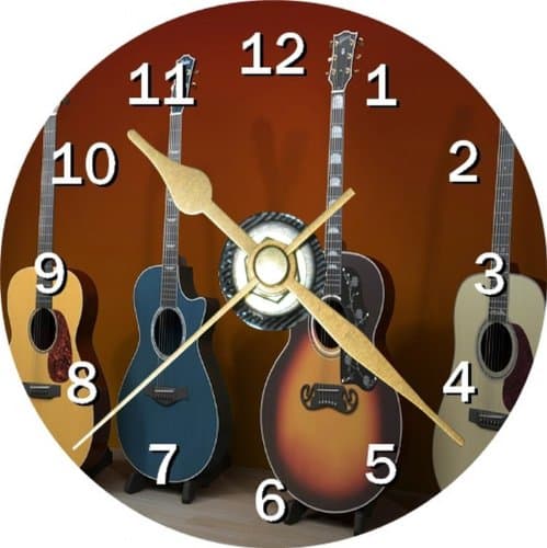 Acoustic Guitar Novelty Cd Clock + Free Desktop Stand