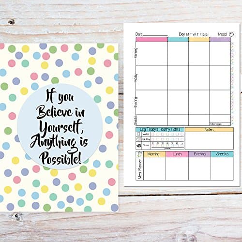 A5 Saddle Food Diary, Blank for Any Diet Plan, Handbag size, 7 weeks, Compatible for Slimming World (Quote 2)