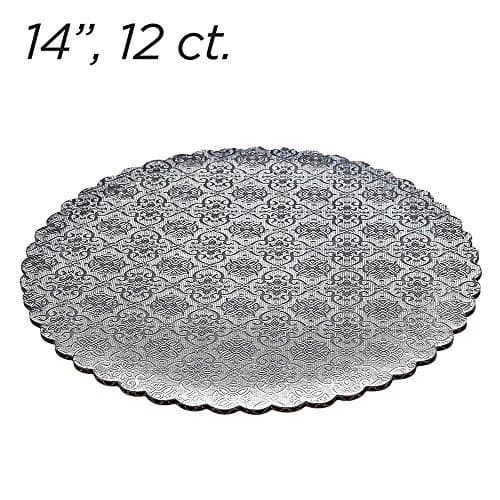14" Silver Scalloped Edge Cake Boards, 12 ct