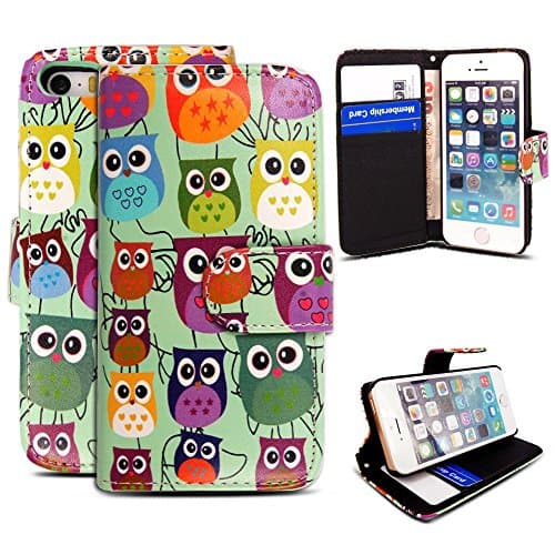 MobileConnect4U® Printed PU Leather Wallet/Flip/Stand Case For iPhone 5/5S With Screen Protector. (Multi Owl)