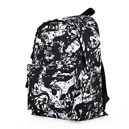 DFMD Cool Casual Backpack, Black And White Oxford Spinning Rucksack Campus Students Laptop Knapsack Trend Unisex School Bag