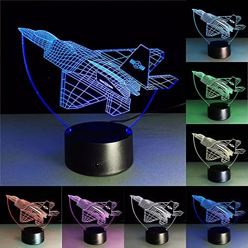 Cool Toy 3D Aircraft Warplane Model Creative Night Light Touch Jet Plane Desk lamp LED Illusion lamp Bedside lamp Free Drop Ship