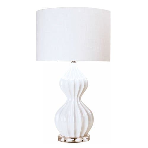 Couture Lamps - White Ribbed Peanut Accent Table Lamp