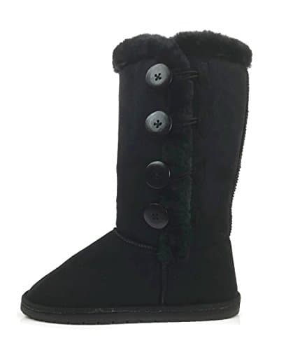 Womens Trish Soft Fur Lined Warm Winter Boot 4-Button Mid Calf Faux Suede Girls
