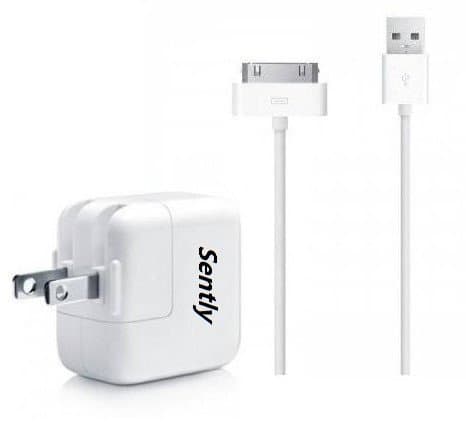 Sently iPad charger 10ft 30 Pin USB Sync and Charge Cable with 10W Wall Power Adapter for iPad 1 2 3 iPhone 4 4s