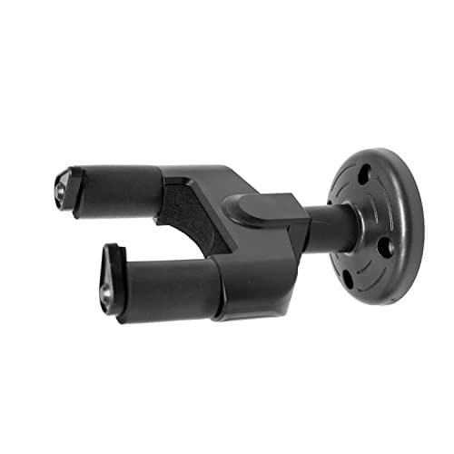 Guitar Hanger Holder Wall Mount Bracket Stand Home and Studio Keeper Display Fits All Size Guitar, Acoustic, Bass, Mandolin, Banjo Easy Installation Compact Plastic Silicone Black