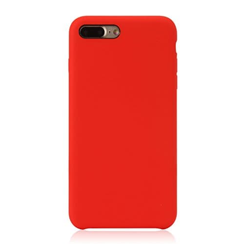 iPhone 7 Plus Case, Liquid Silicone Rubber Case with Ultra Protective Soft Microfiber Cloth Cushion Anti-scratch Protection for iPhone 7 Plus (SG-Red)