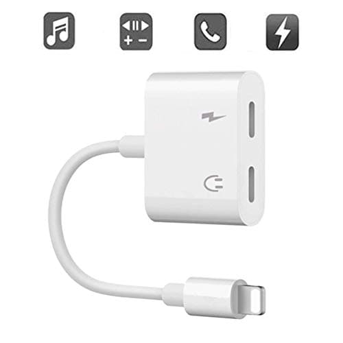 Headphone Adapter for iPhone 8 Adapter AUX Audio Jack Car Charger Adapter Charge [Audio+Charge+Call+Volume Control ] Dual Earphone Cable Converter Compatible for iPhone X/7 Plus /8/8P Support iOS 12