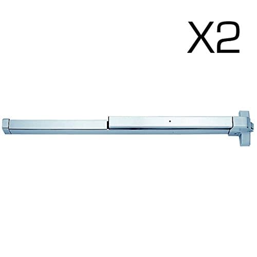 Set of 2 Heavy Duty Push Bar / Panic Exit Device - ANSI Grade 1 - UL Listed - Silver