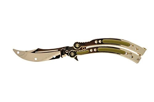 Rhingo Training Butterfly Knife Balisong Dull Unsharpened Blade (Gold)