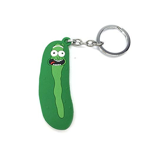 rick morty duplex pattern keychain pickle rake necklace pendant chain jewelry ornaments (rick pickled cucumbers