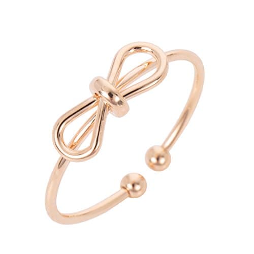 WeiVan Rose Gold Bowknot Ring Tiny Tie the Knot Adjustable Stacking Ring Infinity Love Jewelry