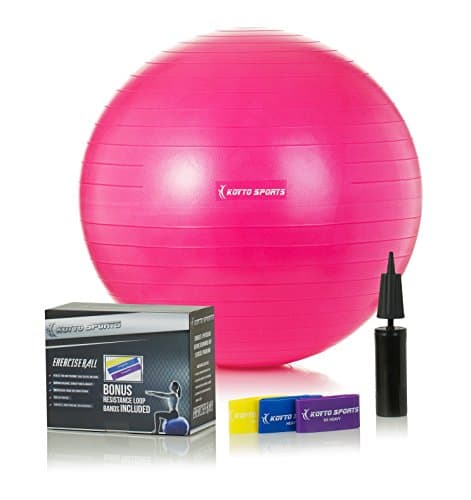 Exercise Ball – 55 cm Stability Ball with Hand Pump, Exercise E-Book and Bonus Resistance Loop Bands for Yoga, Pilates and Core Training