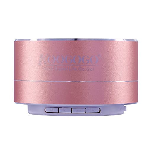 KOOGOGO A10 Stereo Wireless Bluetooth Speaker Smart Mini Portable MP3 Player Mate with Metal Case, Built-in MIC, Bluetooth/LINE-in(aux)/TF(Micro SD Card),Support Smartphone,Computers (Rose Gold)