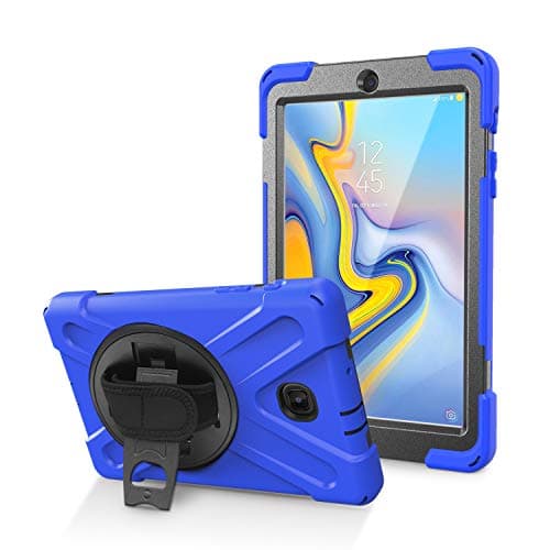 Rantice Samsung Galaxy Tab A 8.0 2018 Case, Heavy Duty Hybrid Shockproof Protection Cover Built with Kickstand and Hand Strap for Samsung Galaxy Tab A 8.0 2018 Model SM-T387 Verizon/Sprint (Blue)