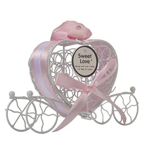 Candy Gift Boxes Wedding Party Favour, 1pc New Candy Boxes Romantic Carriage Sweets Chocolate Box Wedding Party Favors (Pink)